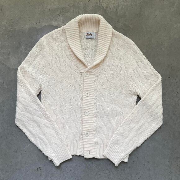 Shawl Collar Cable Knit Sweater - Ecru main image 0